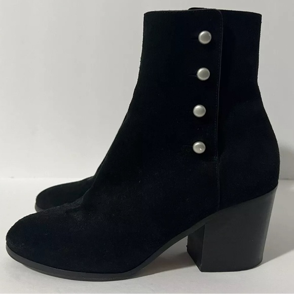 Maison Margiela Ankle Boots Bootie Black Suede Side Zip Button EUR